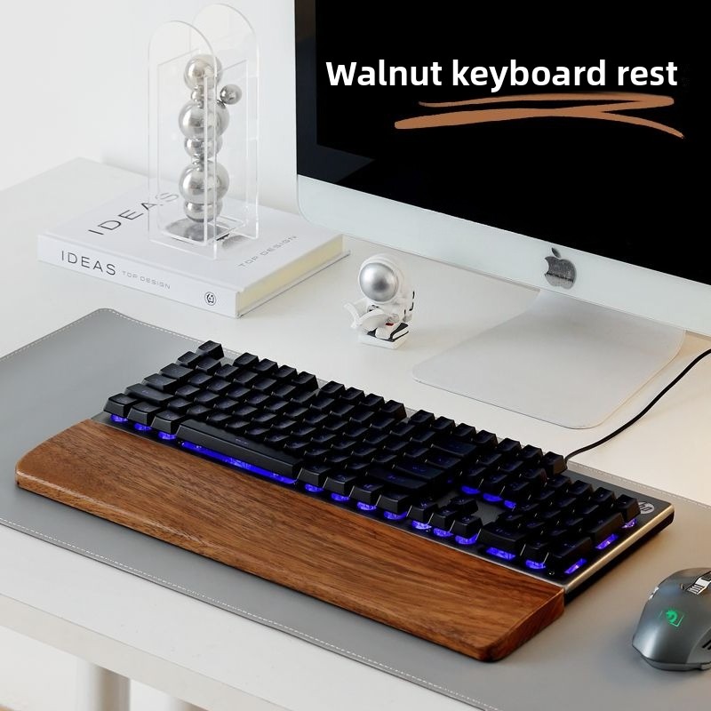 Gaming Keyboard Nearby - Solid Wood Keyboard Palm Rest Mouse