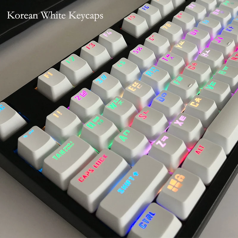 Keyboard Gaming Blue Switch - 104 Keys Russian Korean Backlit Keycaps