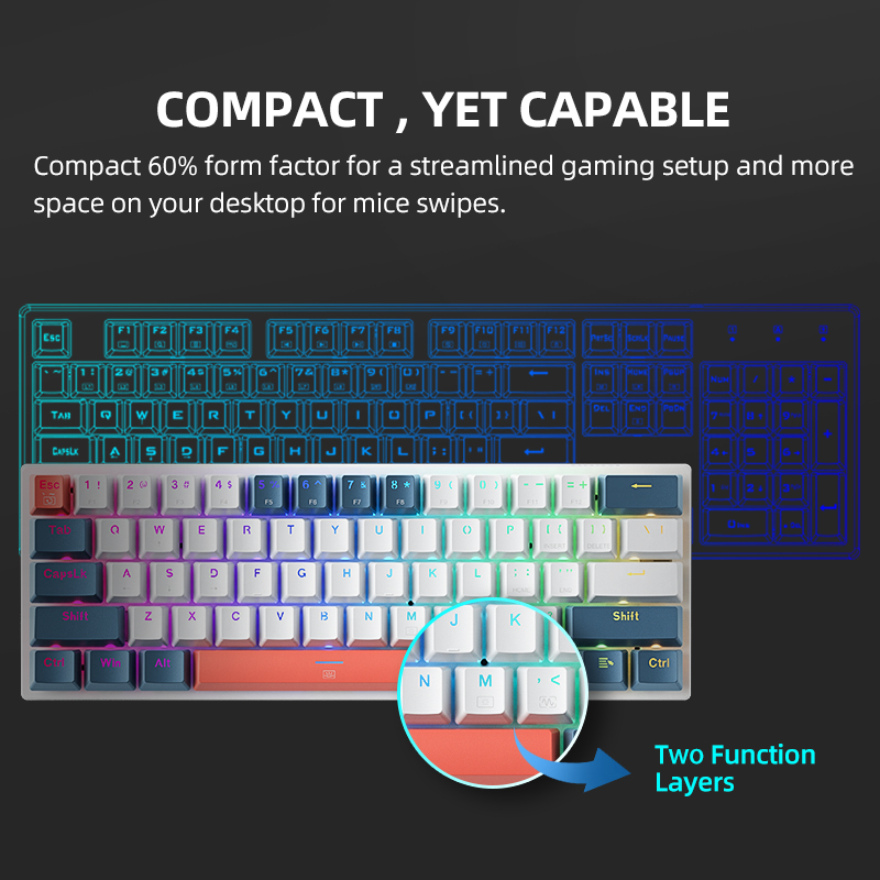 K500-B61 Machenike Mini Mechan - đánh giá và giá Keyboard Gaming Blue Switch