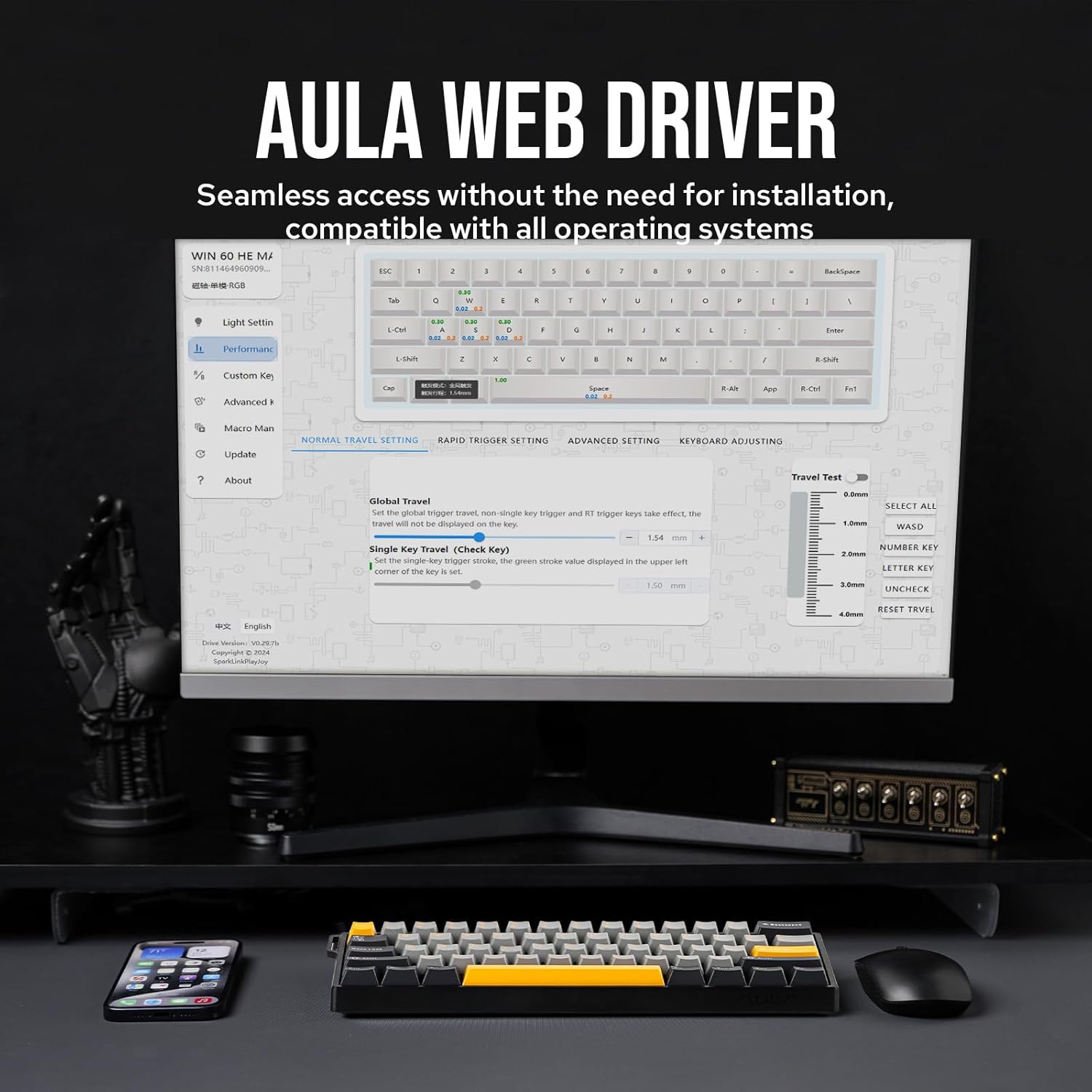 AULA WIN60 HE 60% Max Pro Magn - đánh giá và giá Gaming Keyboard Hot Swappable