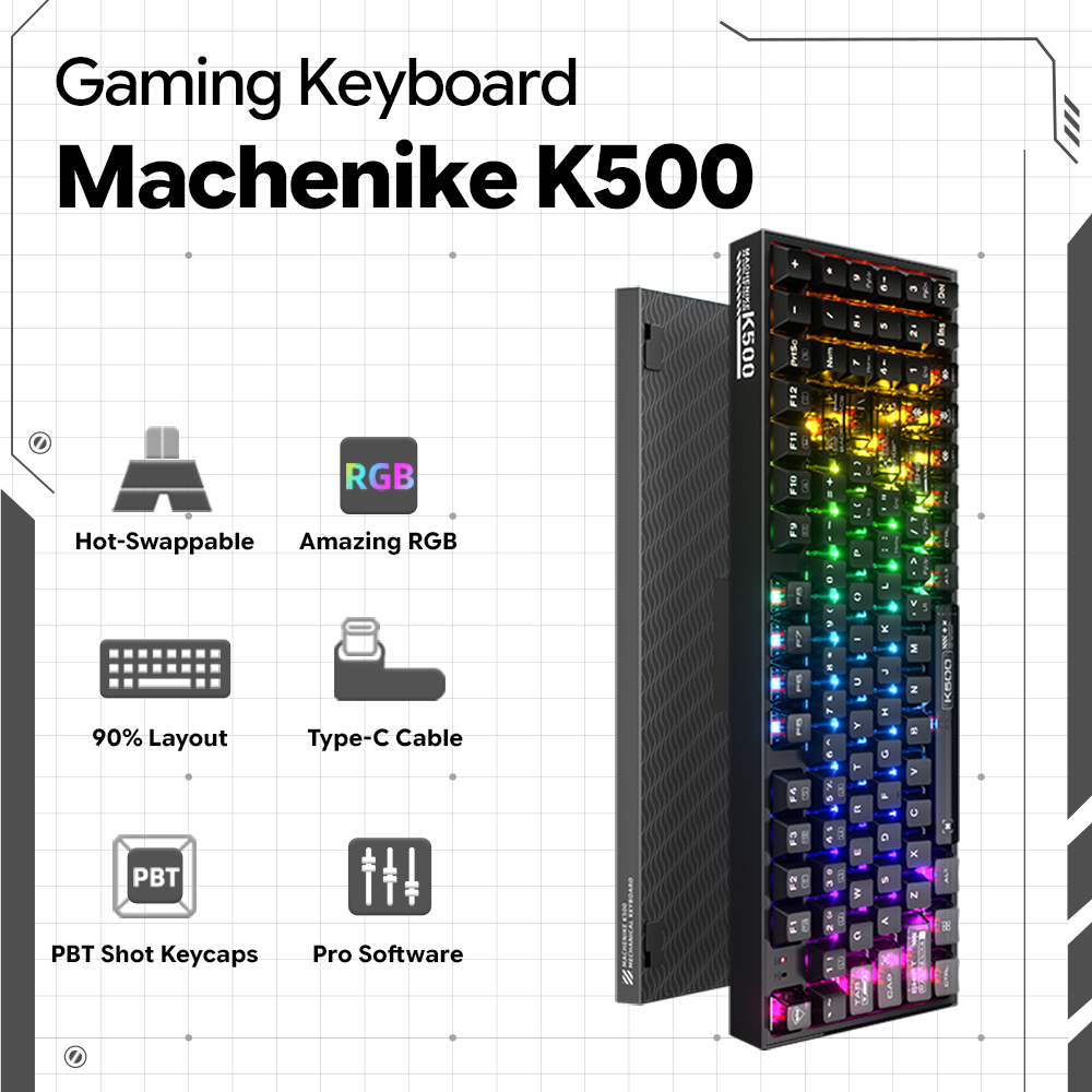 Machenike K500-B94 V2 Wired Me - đánh giá và giá Gaming Keyboard Hot Swappable