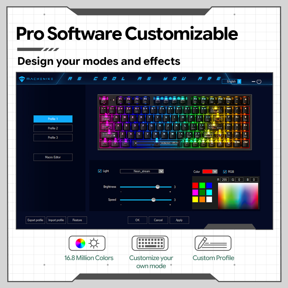 Machenike K500-B94 V2 Wired Me - đánh giá và giá Gaming Keyboard Hot Swappable