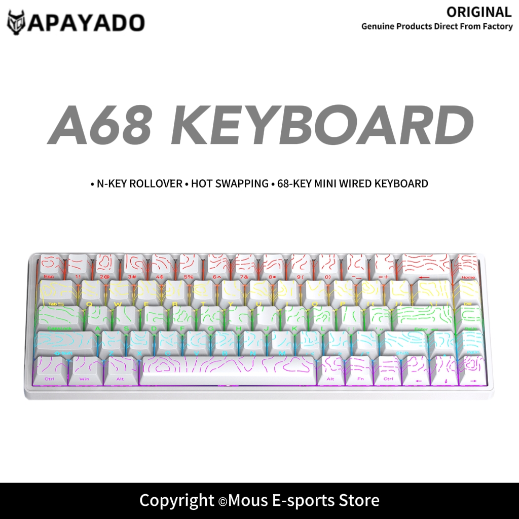APAYADO A68 Wired Mechanical K - đánh giá và giá Keyboard Gaming Blue Switch