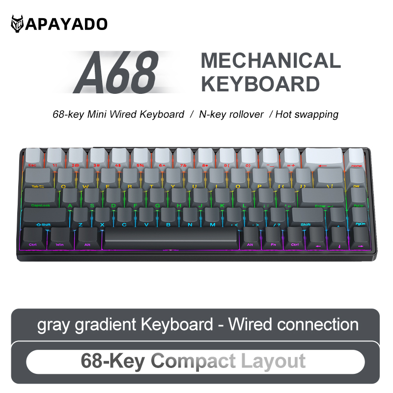 APAYADO A68 Wired Mechanical K - đánh giá và giá Keyboard Gaming Blue Switch